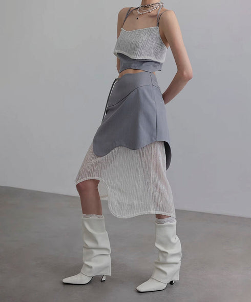 Wave Line Patchwork Skirt